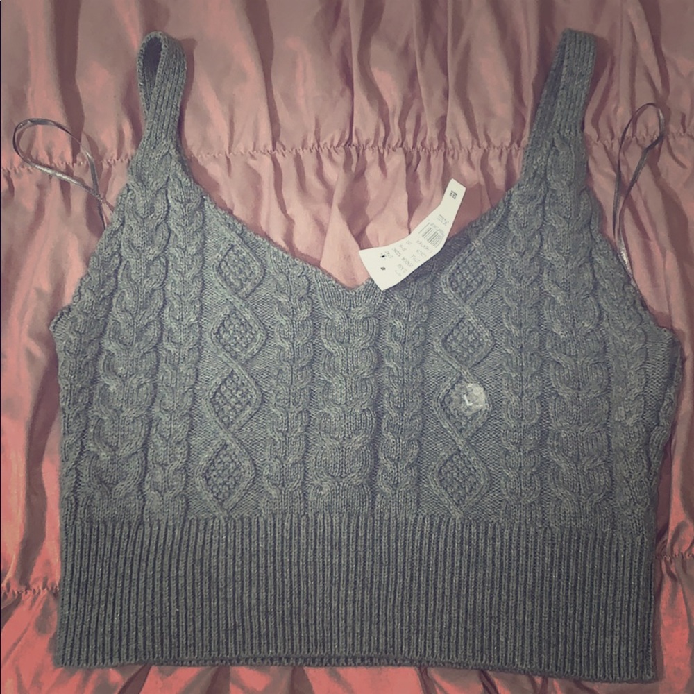 Gray Sweater Crop Tank Top
